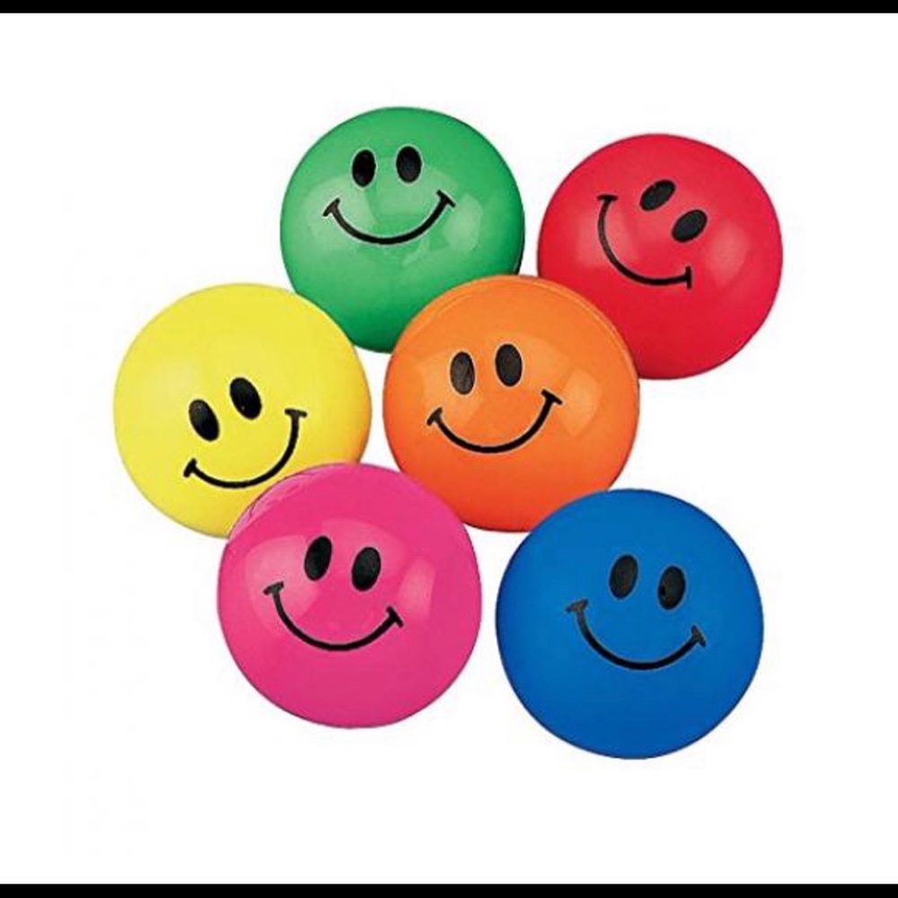1” Neon Smiley Face Bouncy Balls (144 pcs) - Picture 1 of 2